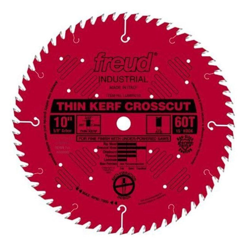 LU88R010 Industrial Thin Kerf Fine Finishing Blade 10" x 5/8" Bore x 60 Tooth ATB Thin Kerf